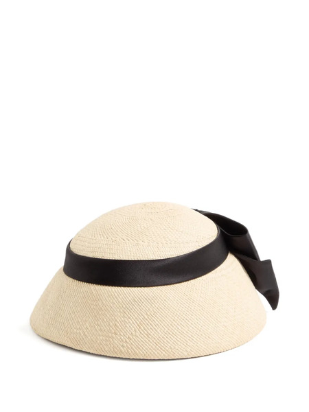  Valentino Garavani Satin-bow Panama Hat - Bqb Natural/black 