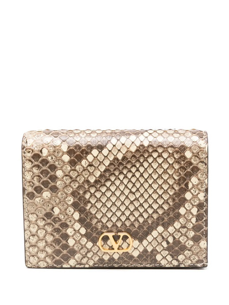  Valentino Garavani Snakeskin-effect Wallet - Neutrals 