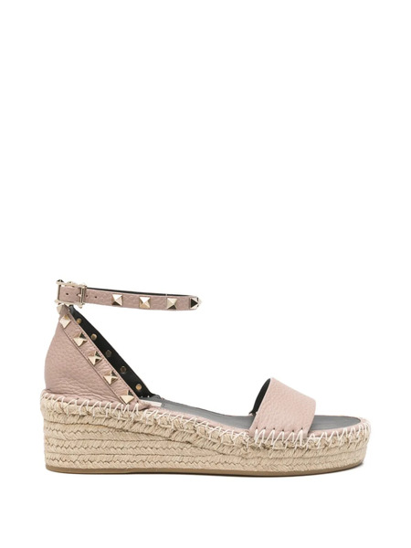  Valentino Garavani Studded Wedge Heeled Espadrilles - Pink 