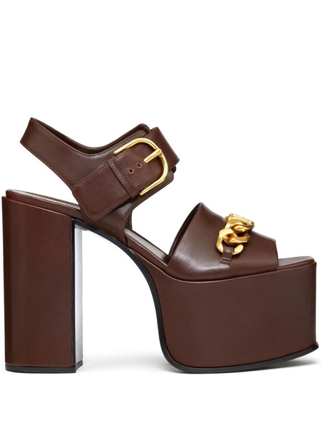  Valentino Garavani Vlogo Chain 130mm Platform Sandals - Brown 