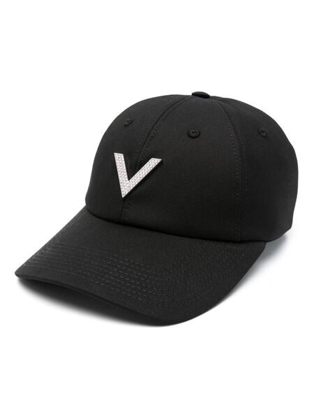  Valentino Garavani Vlogo Crystal-embellished Cap - Black 