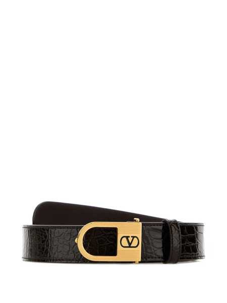 Valentino Garavani Vlogo Embossed Belt - Brown 