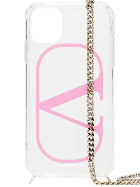  Valentino Garavani Vlogo Iphone 11 Chain Cover - Neutrals 