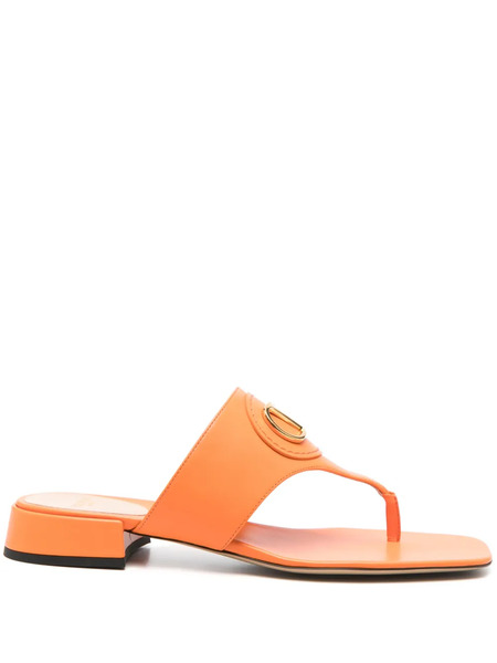  Valentino Garavani Vlogo Leather Slides - Orange 