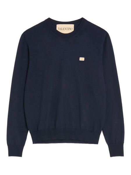  Valentino Garavani Vlogo-patch Wool Sweater - Blue 