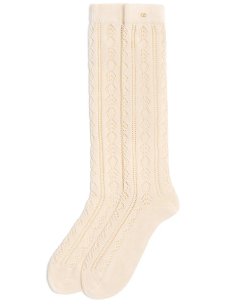  Valentino Garavani Vlogo Perforated Socks - Neutrals 