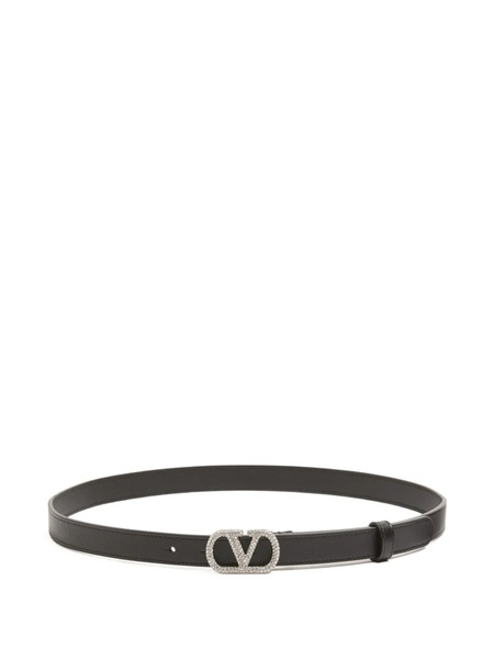  Valentino Garavani Vlogo Signature Crystal Belt - Black 