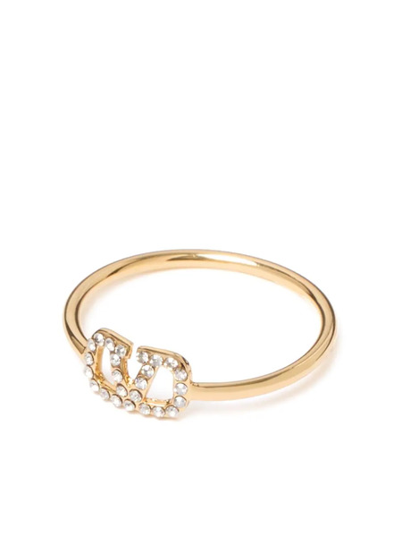  Valentino Garavani Vlogo Signature Crystal Ring - Gold 