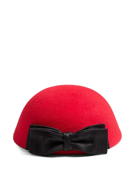  Valentino Garavani Vlogo Signature Hat In Lapin-fabric With Satin-bow - Red 