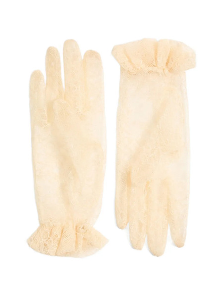  Valentino Garavani Vlogo Signature Lace Gloves - Neutrals 