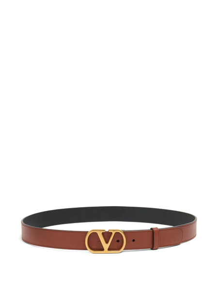  Valentino Garavani Vlogo Signature Leather Belt - Brown 