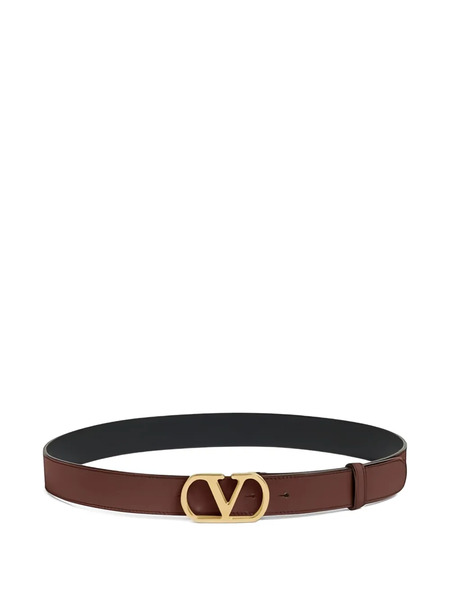  Valentino Garavani Vlogo Signature Leather Belt - Brown 