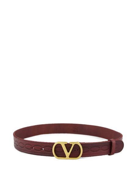  Valentino Garavani Vlogo Signature Leather Belt - Red 