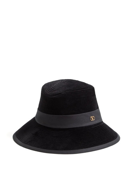  Valentino Garavani Vlogo Signature Velvet Hat - Black 