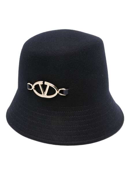  Valentino Garavani Vlogo Wool Bucket Hat - Black 