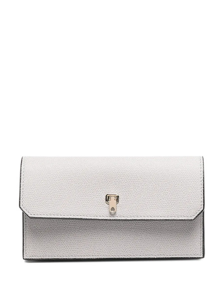  Valextra Brera Long Leather Wallet - Grey 