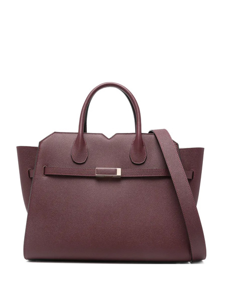  Valextra Rectangle Leather Tote Bag - Red 
