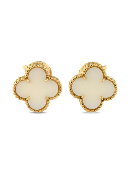  Van Cleef & Arpels Pre-owned 18k Yellow Gold Alhambra Coral Earrings 