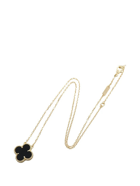  Van Cleef & Arpels Pre-owned 2022-2023 18k Yellow Gold And Onyx Vintage Alhambra Pendant Necklace - Black 