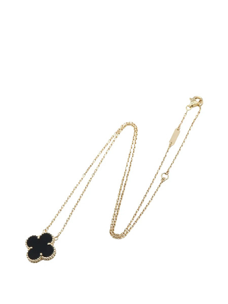  Van Cleef & Arpels Pre-owned 2010-2025 18k Yellow Gold And Onyx Vintage Alhambra Pendant Necklace - Black 