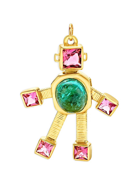  Van Robot Paraiba Tourmaline Rubellite Robot Pendant - Gold 
