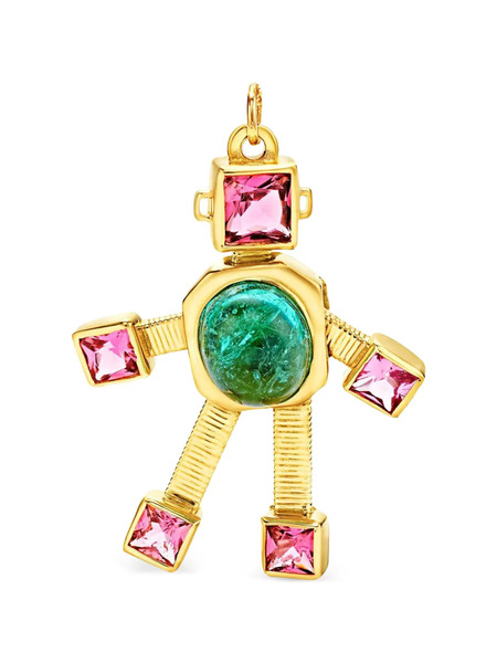  Van Robot Pariaba Tourmaline Rubellite Robot Pendant Necklace - Gold 