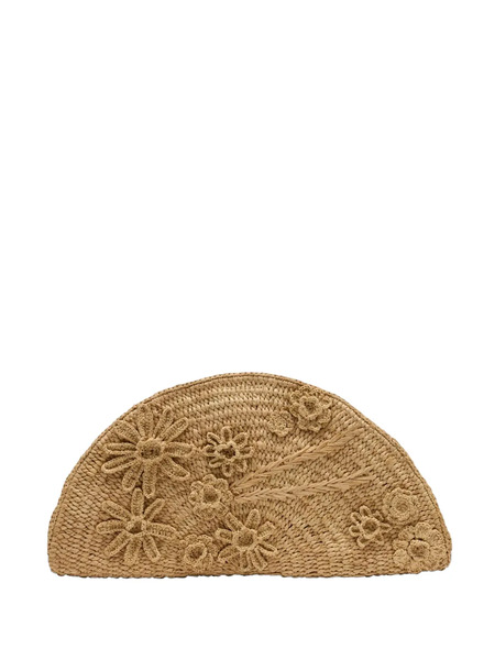  Vanessa Bruno Floral Raffia Clutch Bag - Neutrals 