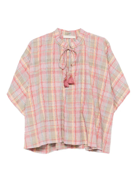  Vanessa Bruno Tassels Checked Top - Pink 
