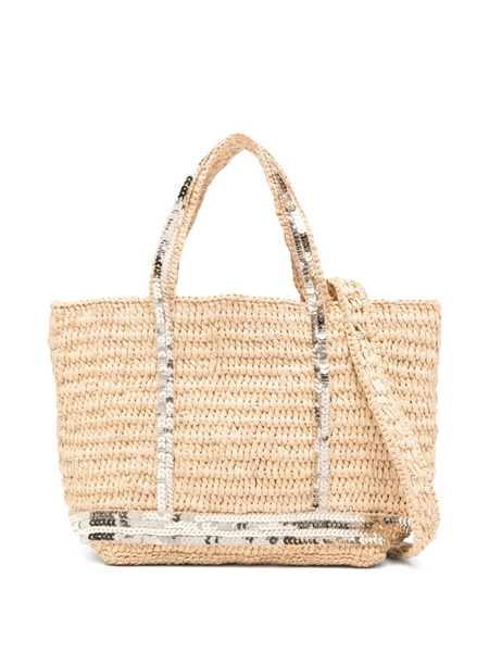  Vanessa Bruno Xs Sequin Raffia Tote Bag - Neutrals 