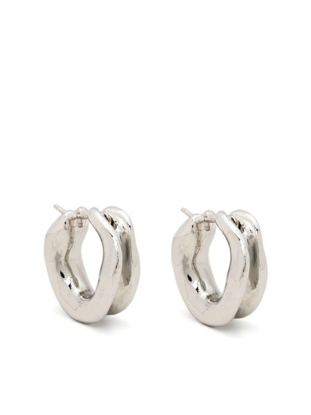  Vann Jewelry Asymmetric Rounded Hoop Earrings - Silver 