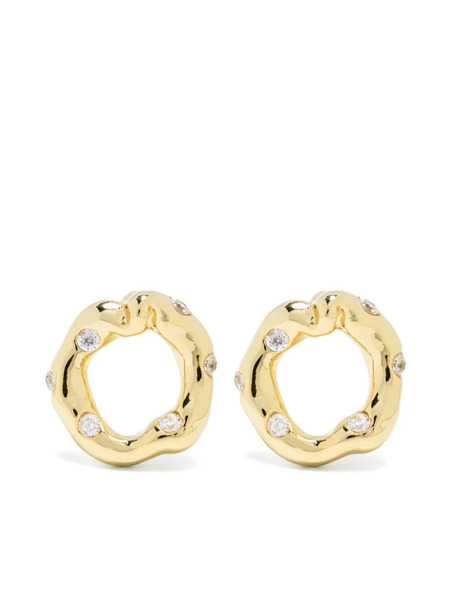  Vann Jewelry Irregular Circle Crystal-embellished Earrings - Gold 