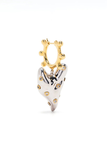  Vann Jewelry Pierced Heart Single Earring - Silver 