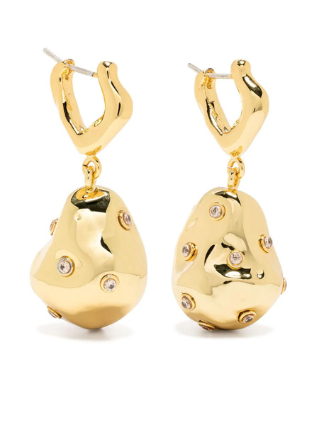  Vann Jewelry Pierced Pearl Drop Earrings - Gold 