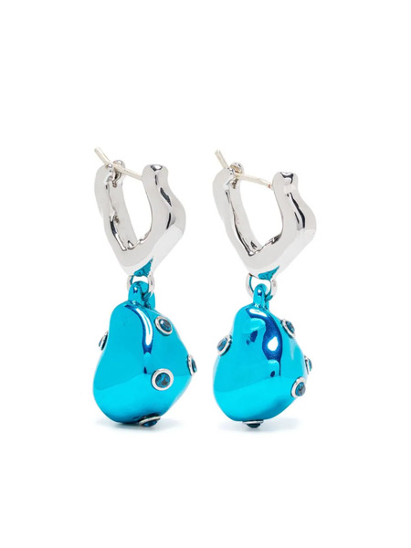  Vann Jewelry Small Pierced Pearl Drop Earrings - Silver 