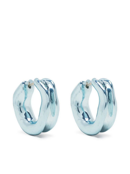  Vann Jewelry U Hoop Earrings - Blue 
