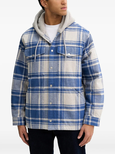  Vans Piedmont Hooded Plaid Shacket Jacket - Grey 
