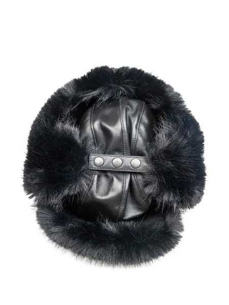  Vaquera Leather Faux Fur-trimmed Hat - Black 