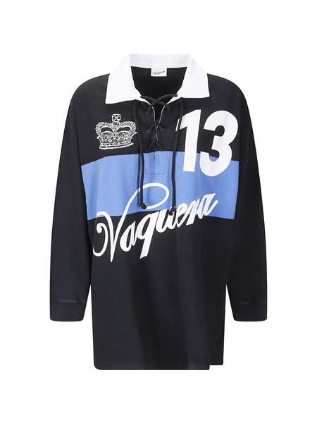  Vaquera Long-sleeves Polo Top - Black 