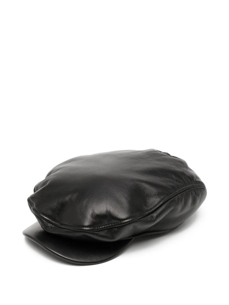  Vaquera Newsboy Leather Beret - Black 