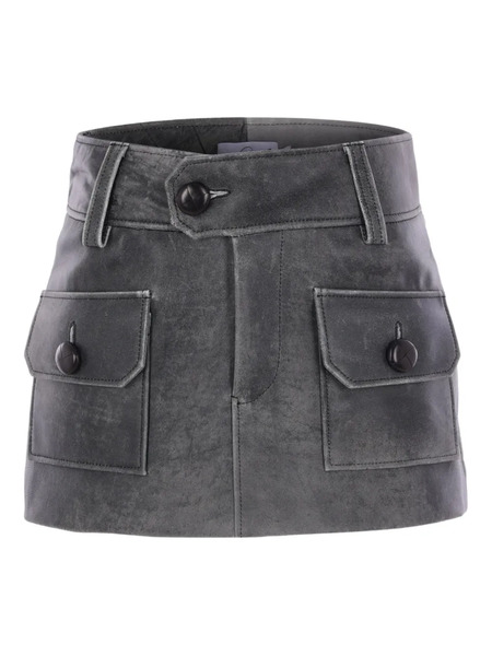  Vaquera Pocket Button Mini Skirt - Grey 