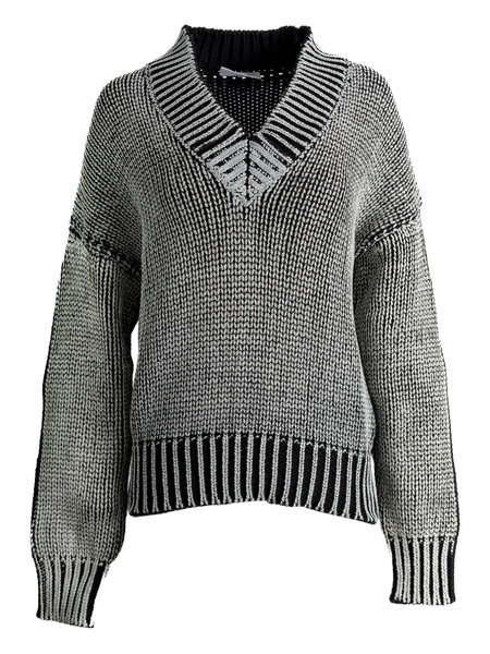  Vaquera V-neck Ribbed Sweater - Black 