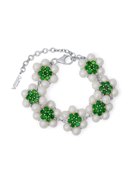  Veert Floral-bead Bracelet - Silver 