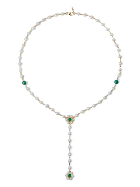  Veert The Macro Flower Pearl Rosary Necklace - Yellow 
