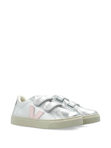  Veja Kids Touch-strap Leather Sneakers - Silver 