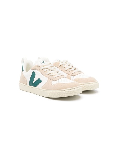  Veja Kids V-10 Faux-leather Low-top Sneakers - Neutrals 