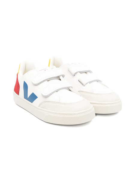  Veja Kids V-logo Touch-strap Sneakers - White 