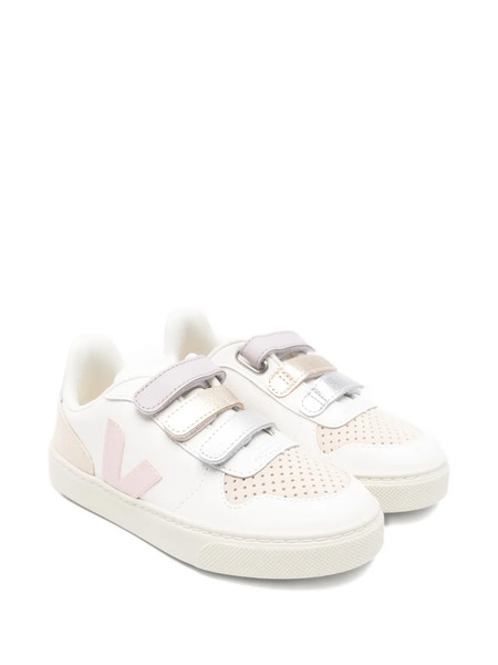  Veja Kids V-10 Touch-strap Leather Sneakers - White 