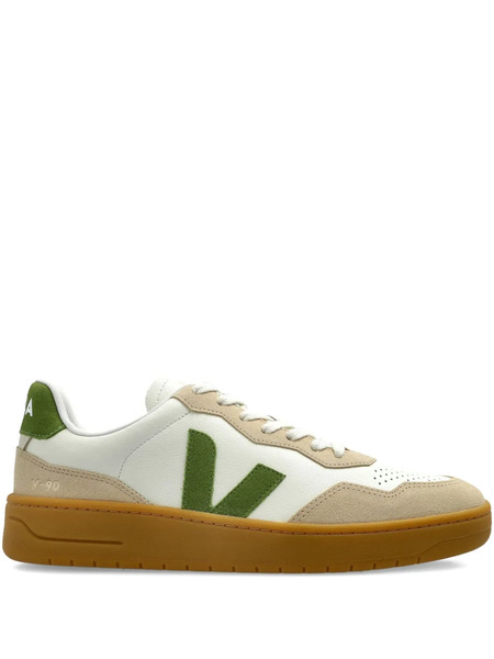  Veja V-90 Leather Suede Sneakers - White 