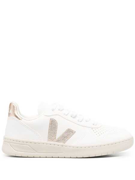  Veja V10 Metallic Leather Sneakers - White 