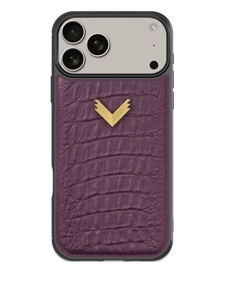  Velante Crocodile-embossed Iphone 17 Pro Max Phone Case - Purple 